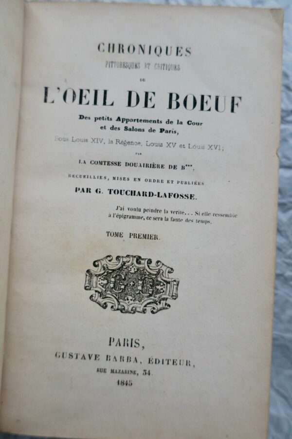 Touchard-Lafosse Chroniques Pittoresques et Critiques de L'Oeil de Boeuf 1845 – Image 8