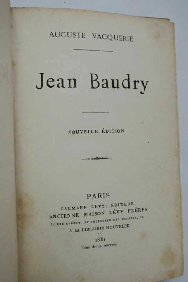 VACQUERIE (Auguste).Jean Baudry 1881 – Image 3