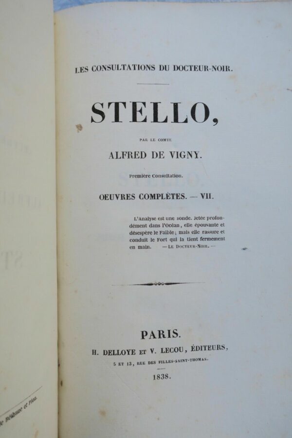 VIGNY  Stello 1838 – Image 3