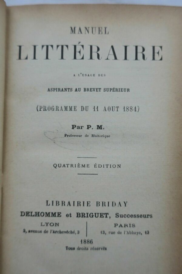 brevet Manuel littéraire cours de littérature 1886 – Image 5