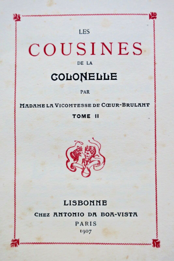 érotique COUSINES DE LA COLONELLE 2/2 sur vélin CURIOSA 1907