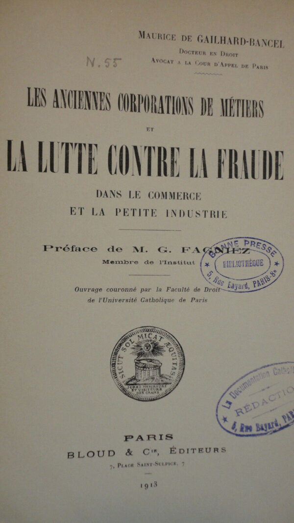 fraude Les anciennes corporations de métiers et la lutte contre la fraude