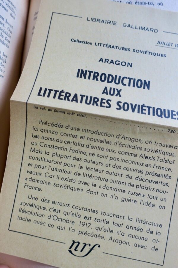 ARAGON Louis Introduction aux littératures soviétiques S.P.  + dédicace – Image 11