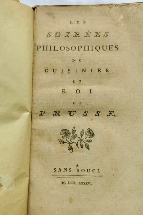 Allemagne Les Soirées Philosophiques du Cuisinier du Roi de Prusse 1785 – Image 3