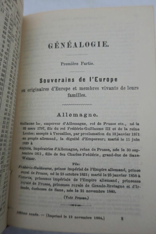 Almanach de Gotha 1885 Annuaire généalogique, diplomatique et statistique... – Image 8