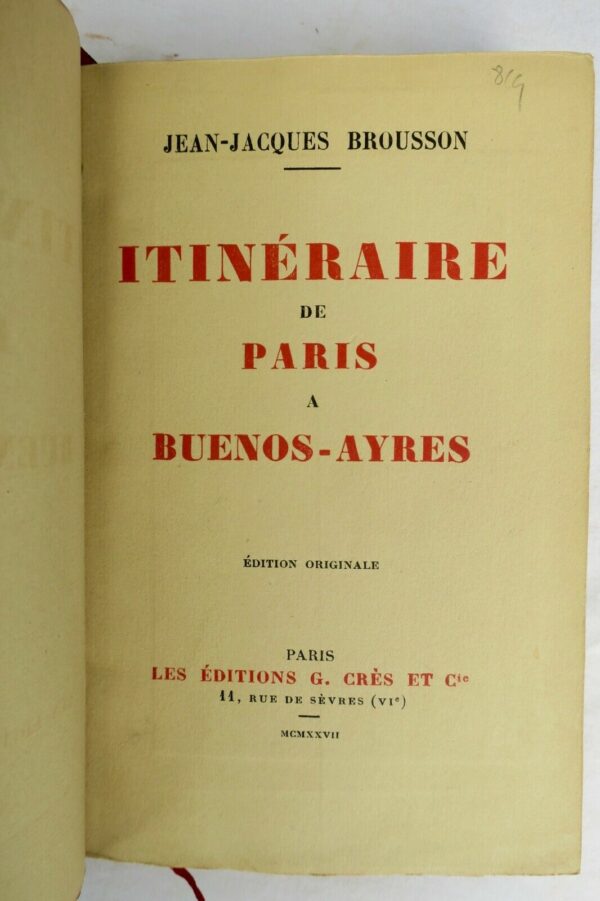 Argentine  ITINERAIRE DE PARIS A BUENOS-AYRES Brousson + envois... – Image 4