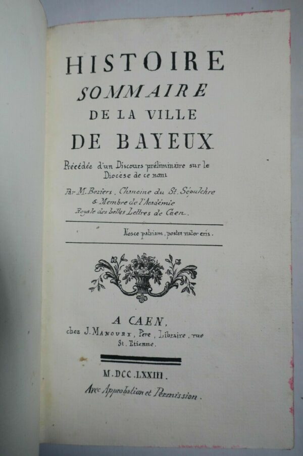 BAYEUX Histoire sommaire de la ville de Bayeux 1773 – Image 3