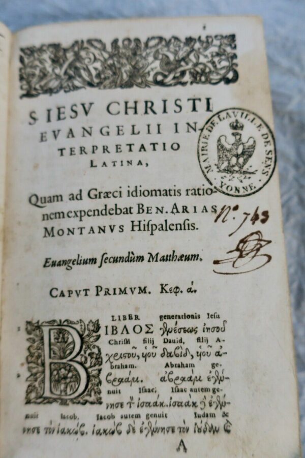 BIBLE Nouveau Testament Novum Testamentum graece 1619 bible polyglotte – Image 6