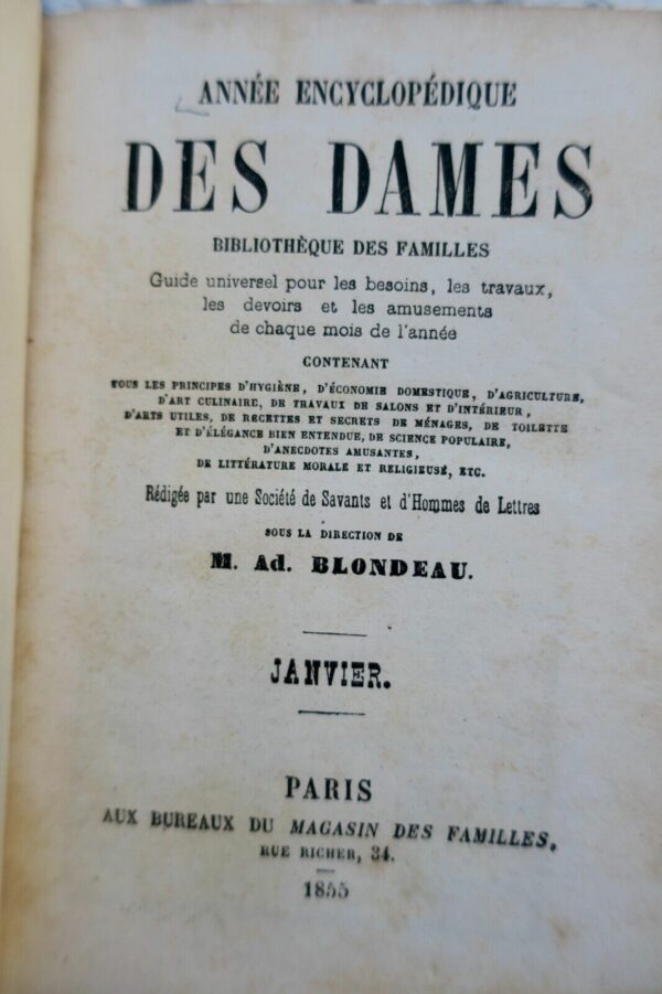 BLONDEAU encyclopédique des dames. Bibliothèque des familles. Guide 1855 – Image 6