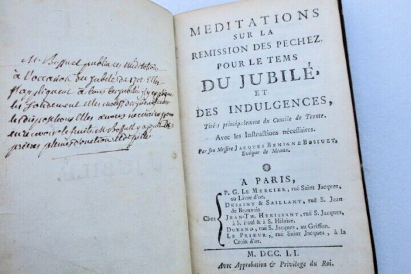 BOSSUET  Méditations sur la rémission des pechez 1751