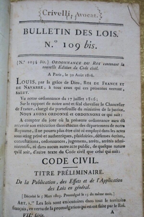 BULLETIN DES LOIS  n°109 bis, n° 110 bis, n°111 bis, n°112 bis, n°113 bis   1816 – Image 4