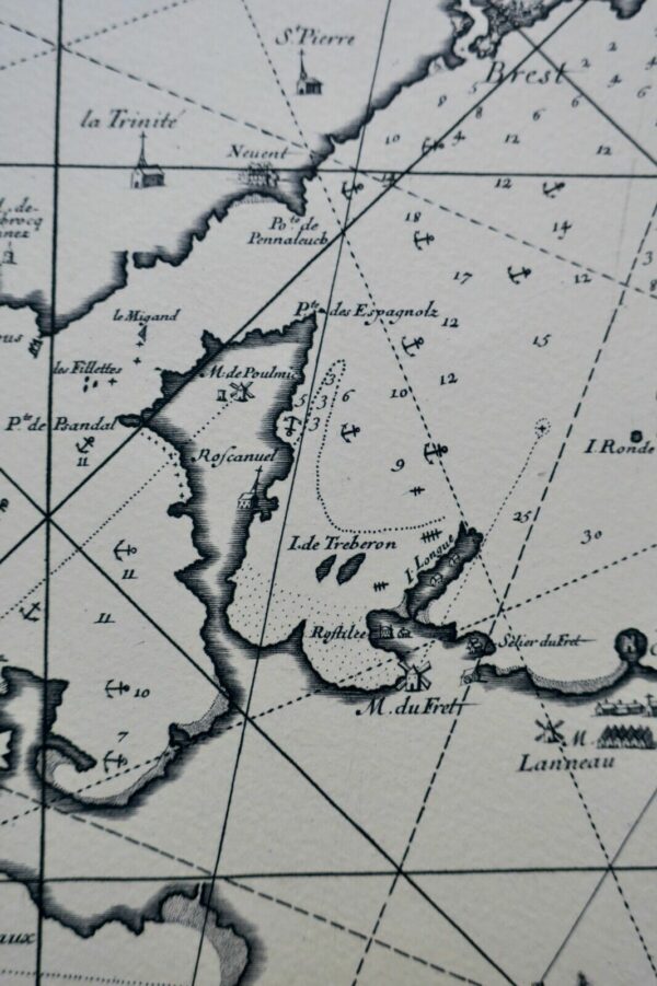 Brest Carte 62,5 x 90 cm carte particulière des environs du port de Brest 1669 – Image 5