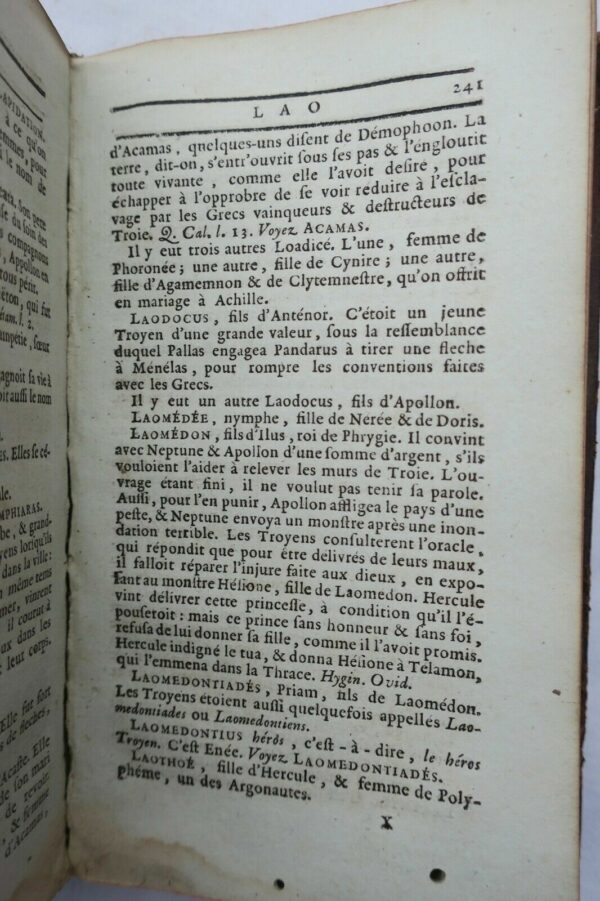 CHOMPRÉ  DICTIONNAIRE ABRÉGÉ DE LA FABLE. Pour l'Intelligence 1772 – Image 3