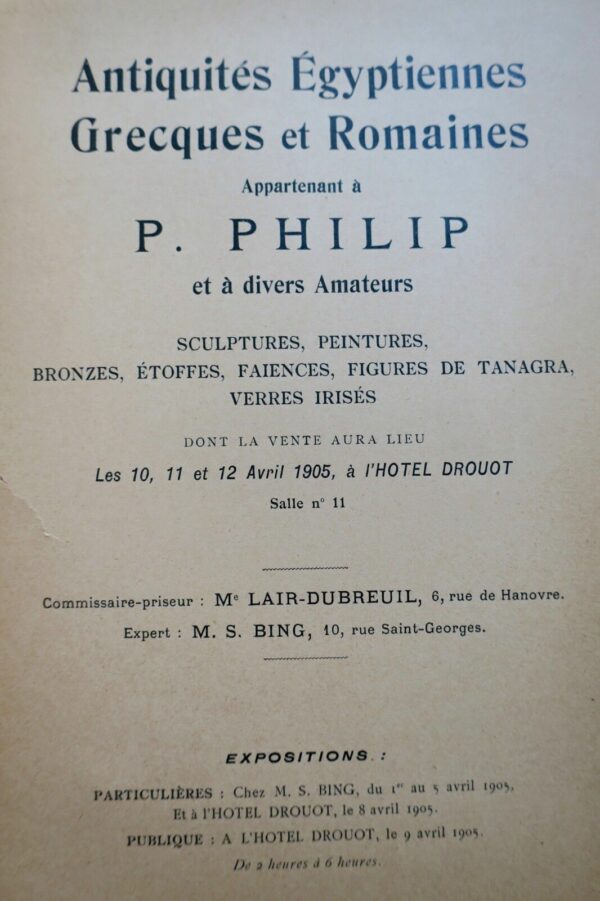 Collection P. Philip et collections diverses. Antiquités Égyptiennes grecques... – Image 6