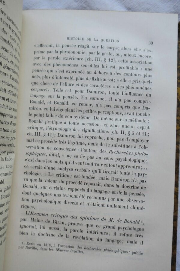 EGGER LA PAROLE INTERIEURE, ESSAI DE PSYCHOLOGIE DESCRIPTIVE 1881 + envoi – Image 4