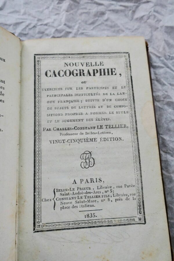 Français NOUVELLE CACOGRAPHIE OU EXERCICES SUR LES PARTICIPES 1835 – Image 3