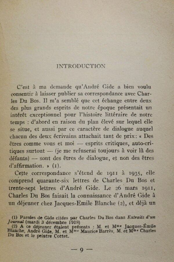 GIDE André & DU BOS Charles Lettres de Charles du Bos et réponses de André Gide – Image 7