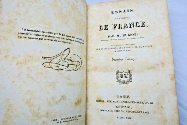 GUIZOT. Essais sur l'Histoire de France. Pour servir de complément aux 1824 – Image 3