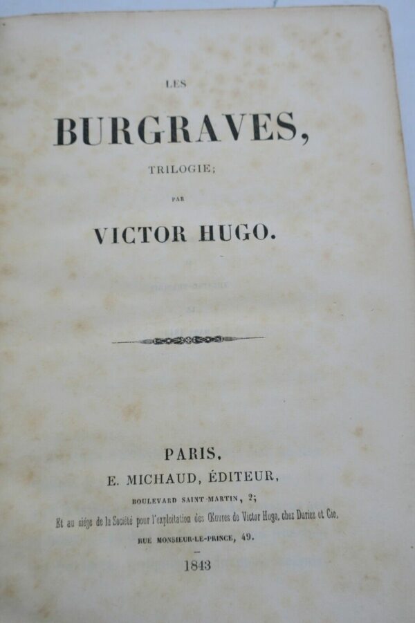 HUGO, Victor Les Burgraves, trilogie 1843 EO – Image 4