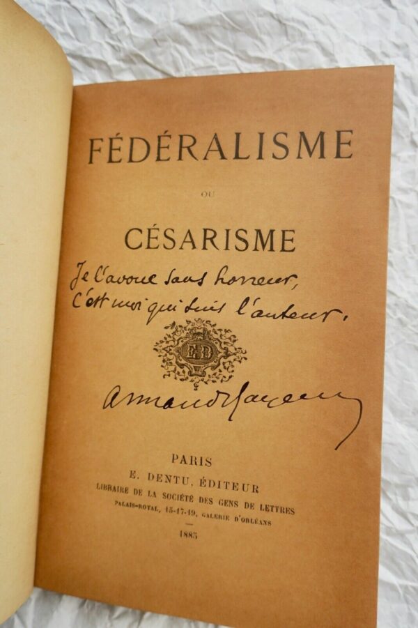 Hayem fédéralisme ou césarisme 1885