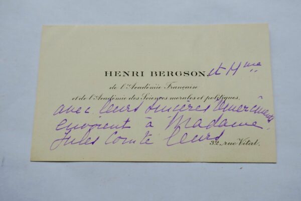 Henri bergson belle carte autographe manuscrite