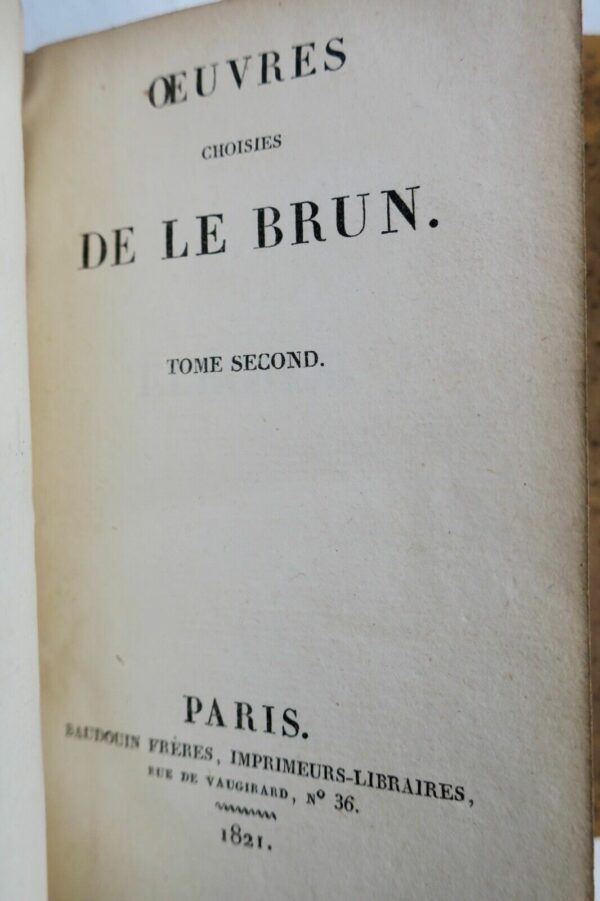 LE BRUN (Ponce-Denis Ecouchard). Oeuvres choisies de Le Brun 1821 – Image 5