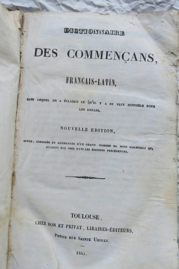 Latin Dictionnaire des commençants, Français-Latin 1845 – Image 3