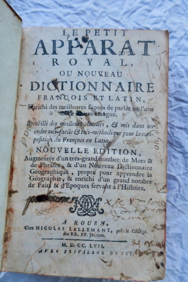 Latin   Le Petit Apparat Royal, ou Dictionnaire françois et latin 1757 – Image 3