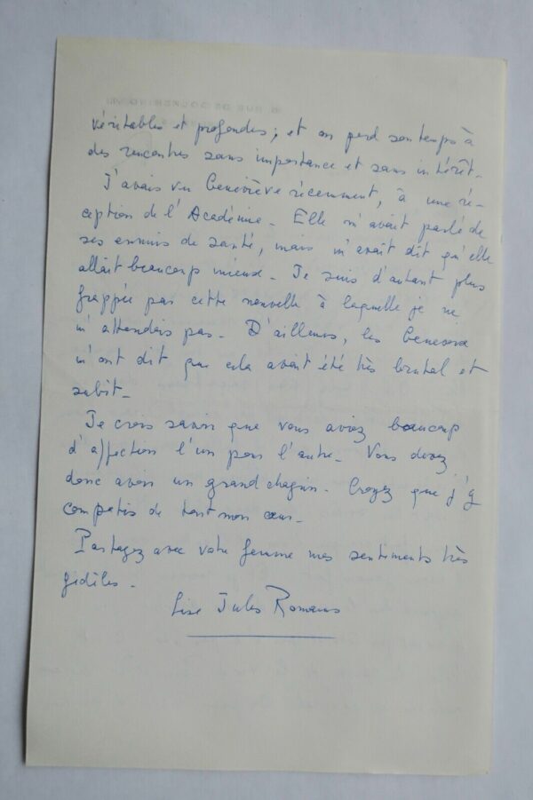 Lise jules Romain belle lettre autographe manuscrite – Image 3