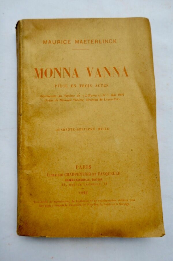 MAETERLINCK MAURICE MONNA VANNA - PIECE EN TROIS ACTES