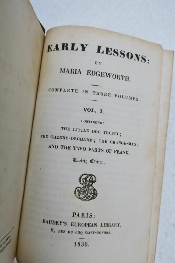 Maria Edgeworth  EARLY LESSONS 1836 – Image 3