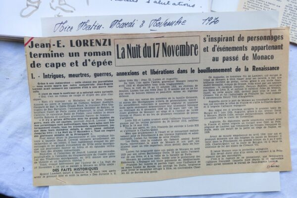 Monaco Lorenzi la nuit du 17 novembre (1630) roman de cape & d'épée + dessin+ – Image 4