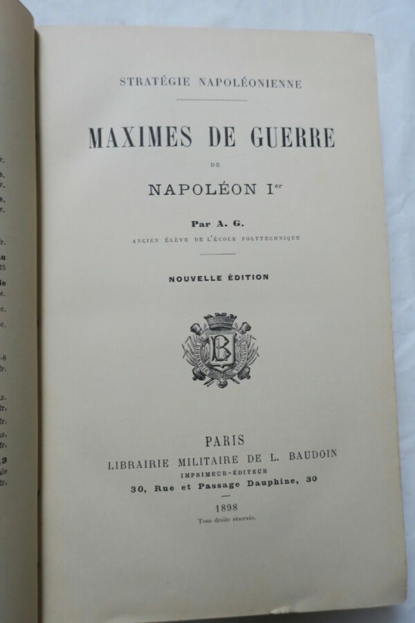 Napoléon Maximes de guerre de Napoléon Ier stratégie napoléonienne 1897