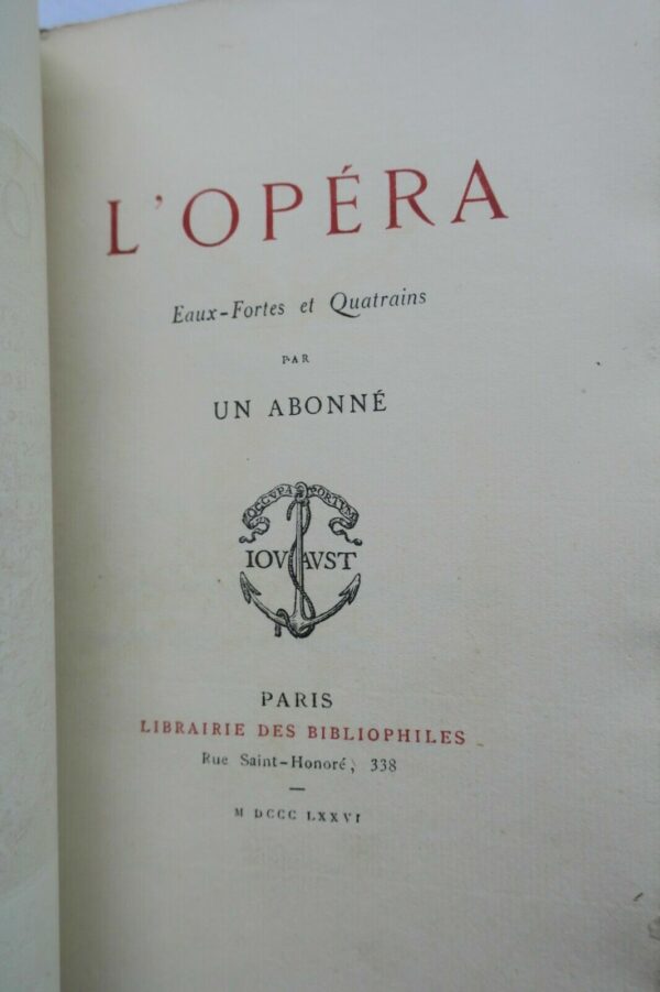 Opéra. Eaux-fortes et quatrains, par un Abonné 1876 – Image 5