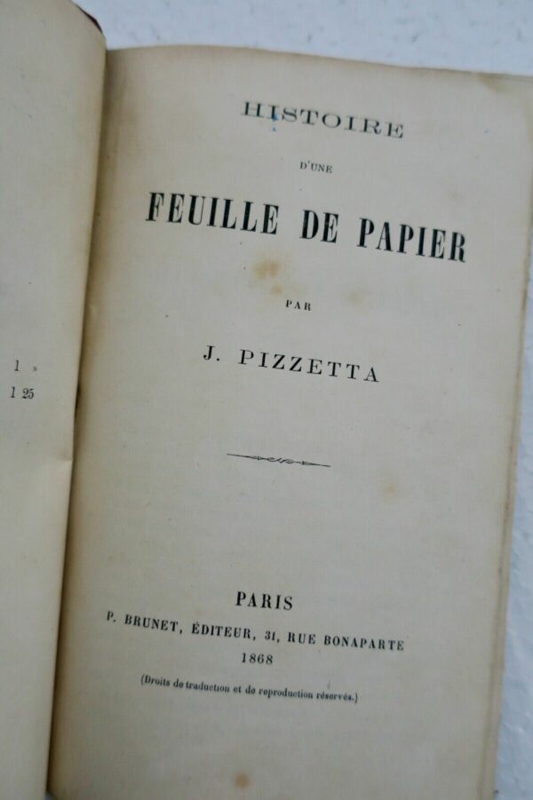 PIZZETTA  Histoire d'une feuille de papier 1868 – Image 3