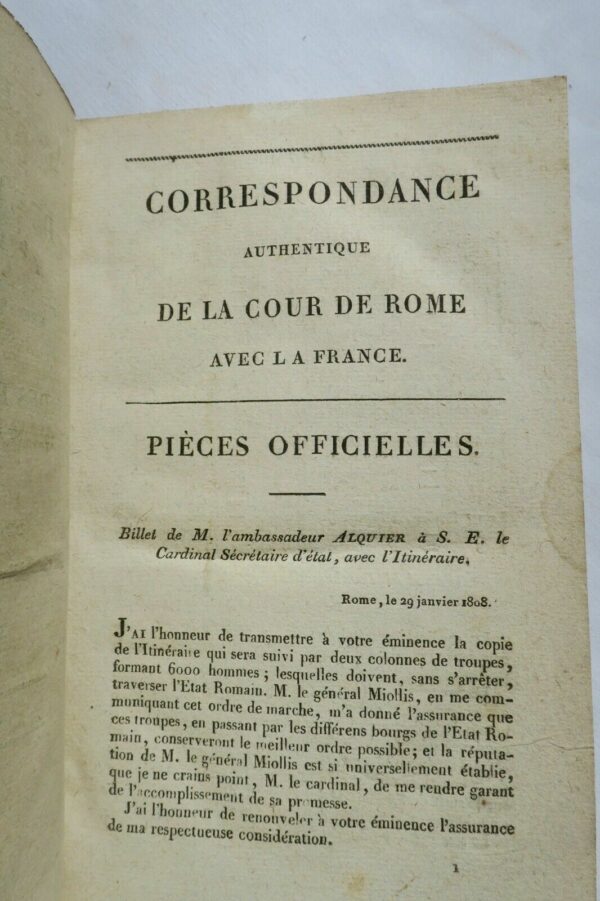 Pape Correspondance authentique de la Cour de Rome avec la France 1814 – Image 8