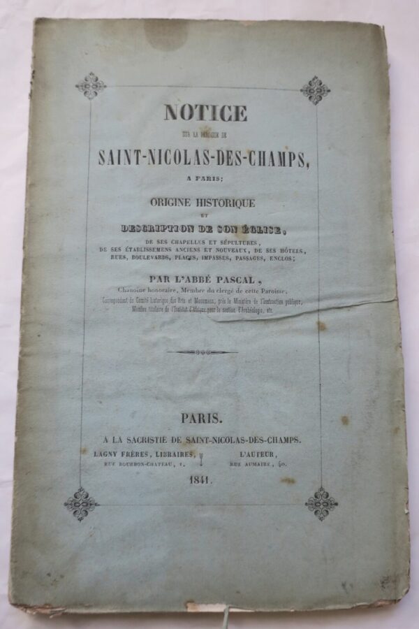 Paris paroisse de Saint-Nicolas-des-Champs 1841