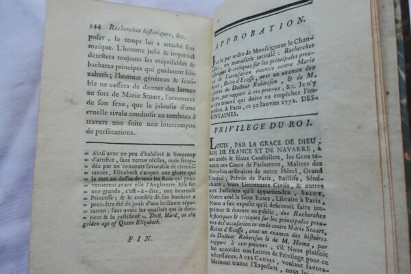 Recherches historiques et critiques sur les principales preuve Marie Stuart 1772 – Image 9