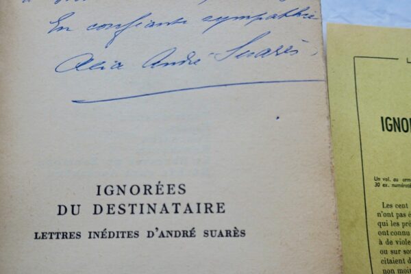 SUARES (André). Ignorées du destinataire. Lettres inédites + envoi – Image 7