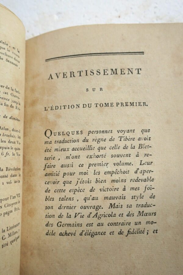 TACITE Vie d'Agricola, et des Moeurs des Germains ...1799 – Image 9