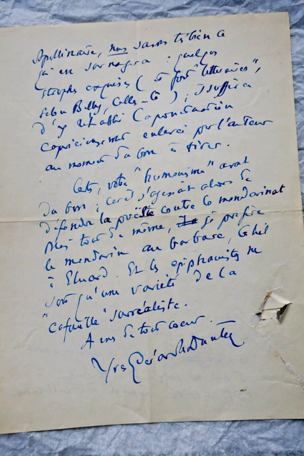 Yves-Gérard Le Dantec belle lettre autographe manuscrite & signée – Image 3