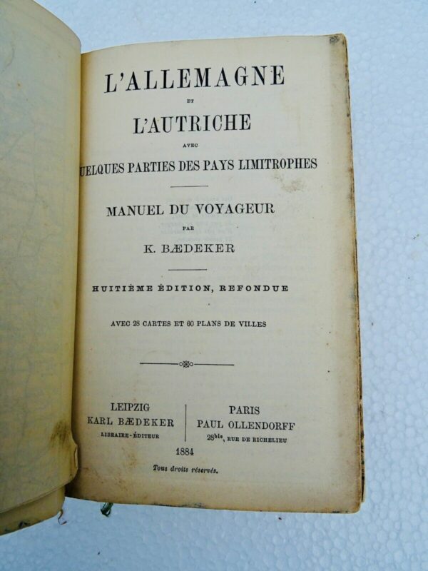 BAEDEKER  Allemagne et L Autriche 1884 – Image 6