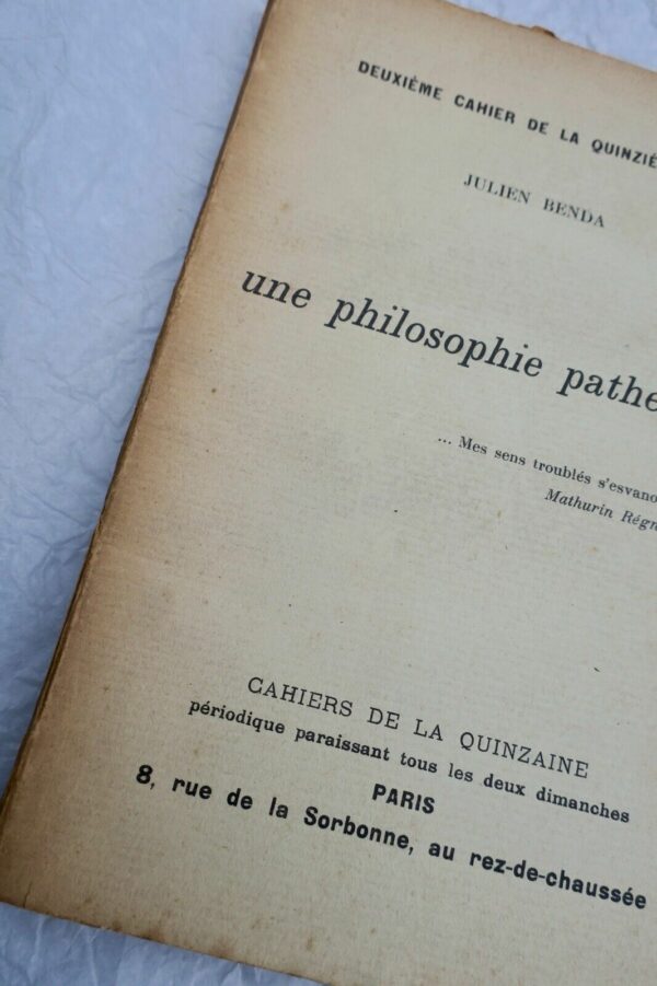 Benda, Julien philosophie pathétique Paris Cahiers de la Quinzaine