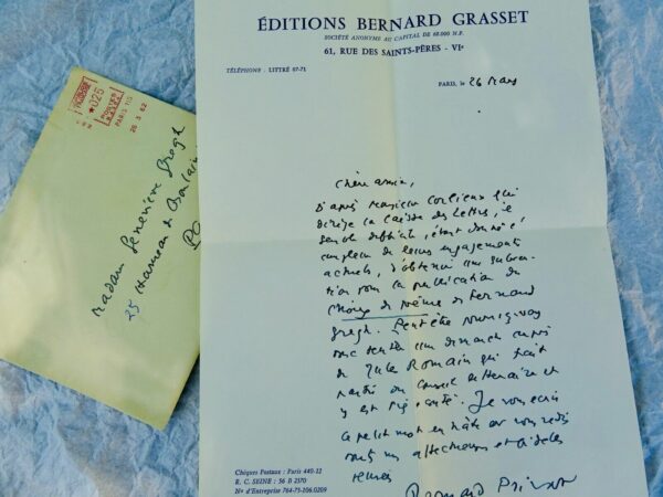 Bernard Privat lettre signée