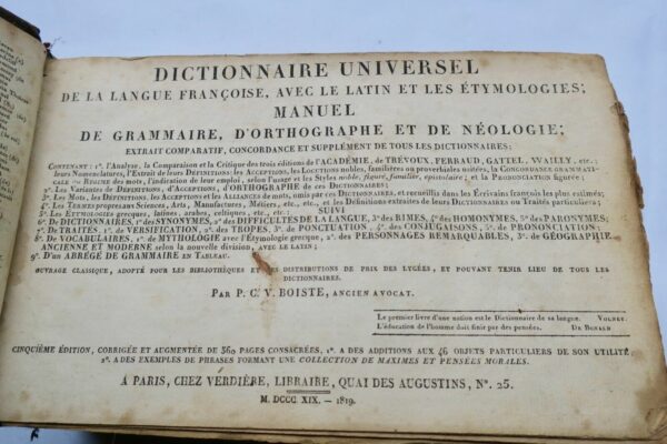 Boiste Dictionnaire Universel de la Langue Francaise avec le latin...1829 – Image 3