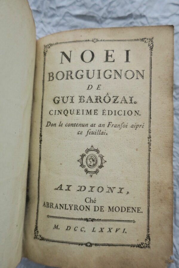 Bourgogne Noei Borguignon de Gui Barôzai PATOIS BOURGUIGNONS 1776 – Image 8