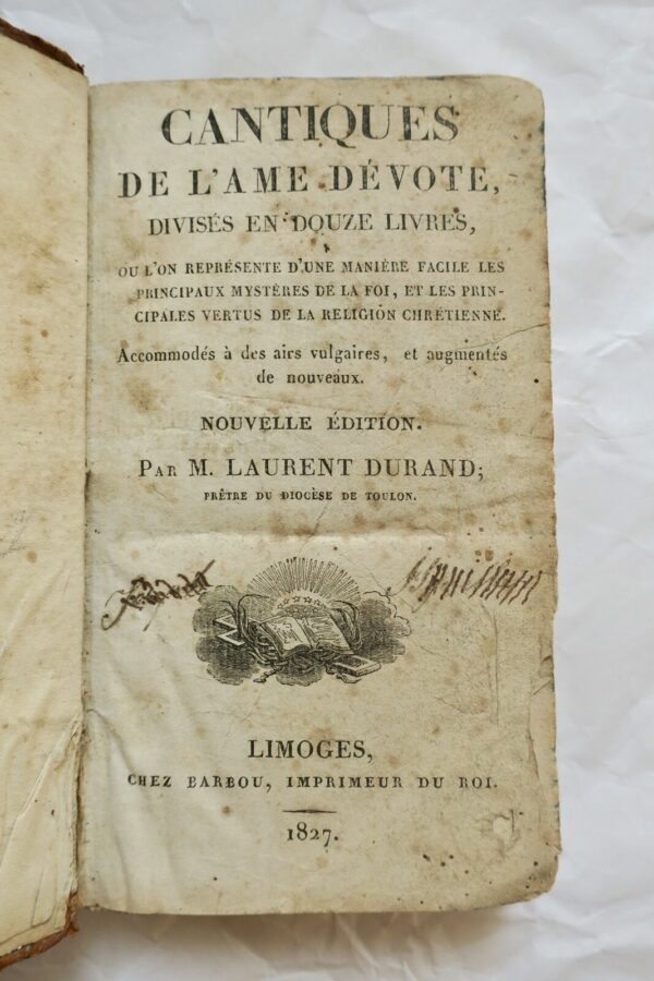 CANTIQUES DE L'AME DEVOTE DIVISES EN DOUZE LIVRES 1827 – Image 3