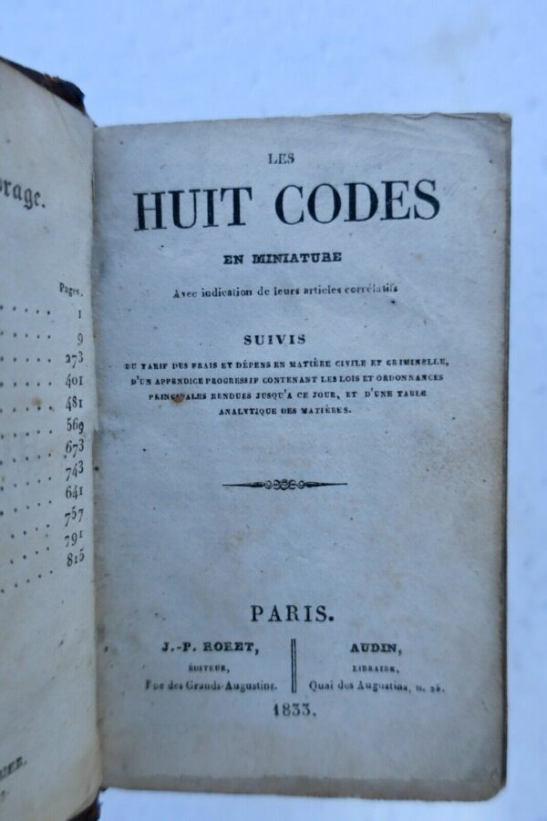 COD huit codes en miniature. Avec indications de leurs articles correlatifs 1833 – Image 3