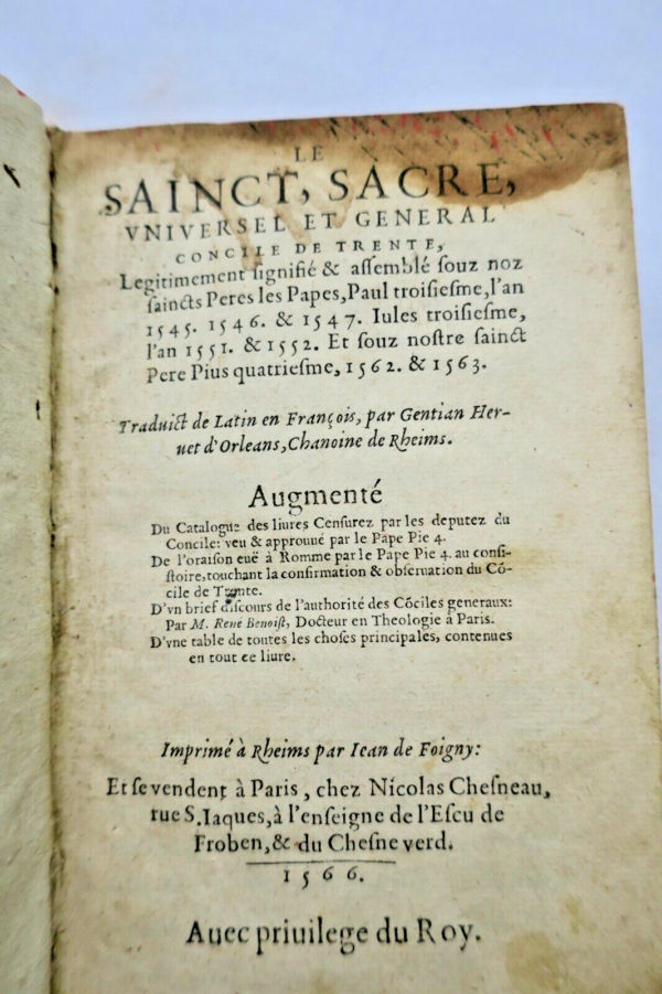 CONCILE DE TRENTE HERVET Le Sainct, sacré, universel et général 1566 – Image 3