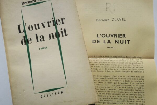 Clavel, Bernard L'Ouvrier de la nuit + dédicace